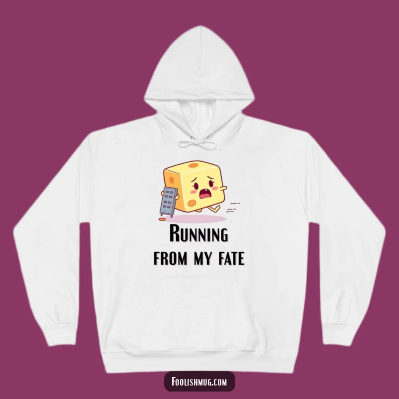 Funny Cheese Grater Chase Hoodie: Cozy Cartoon Character Comfort & Foodie Humor Gift!