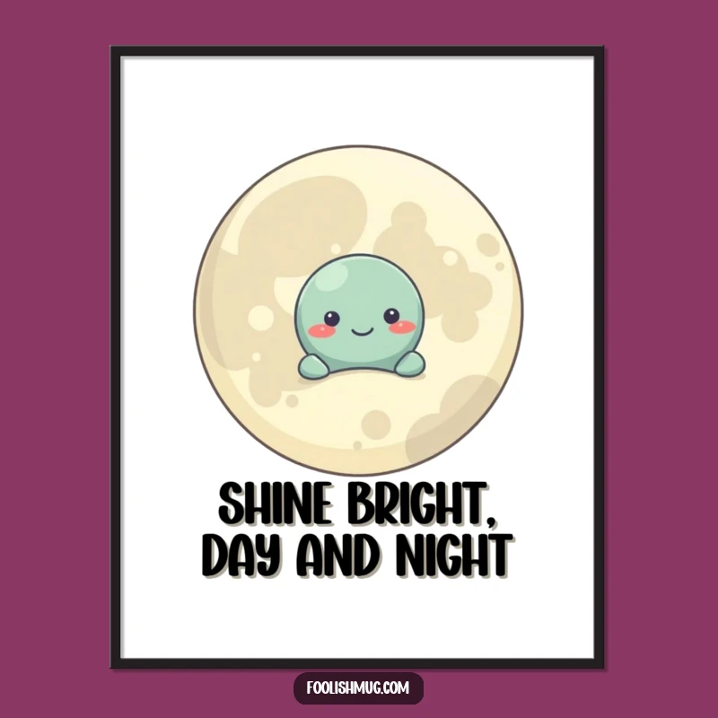 Free Printable Wall Art: Shy Planet Moon - Humorous Downloadable Decor