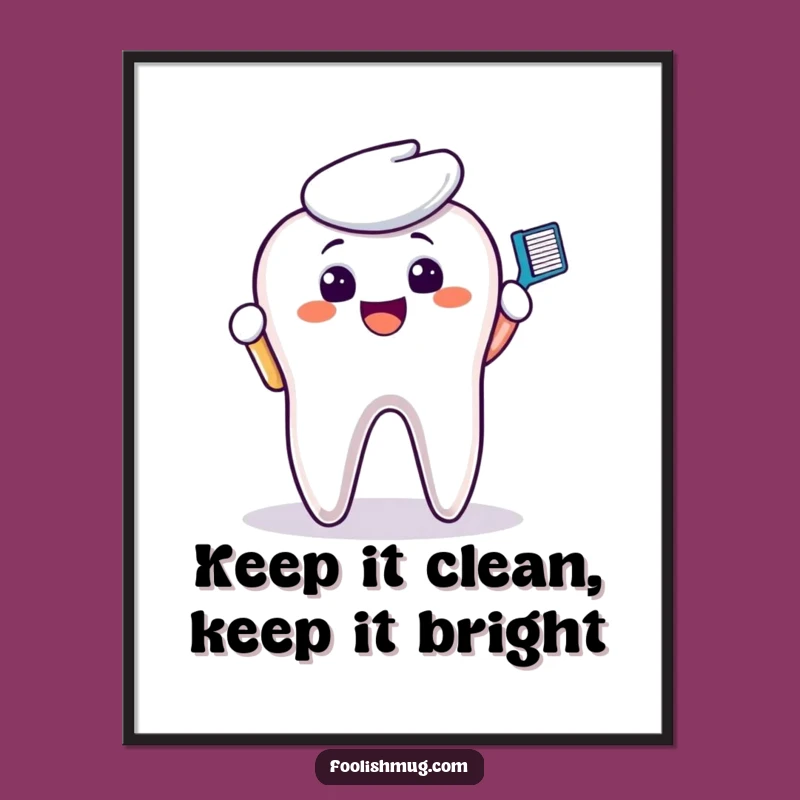 Free Printable Wall Art: Toothbrush Molar Clean - Humorous Downloadable Decor