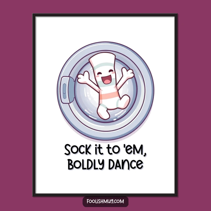 Funny Free Printable Sock Art: Laundry Dance Downloadable Wall Art