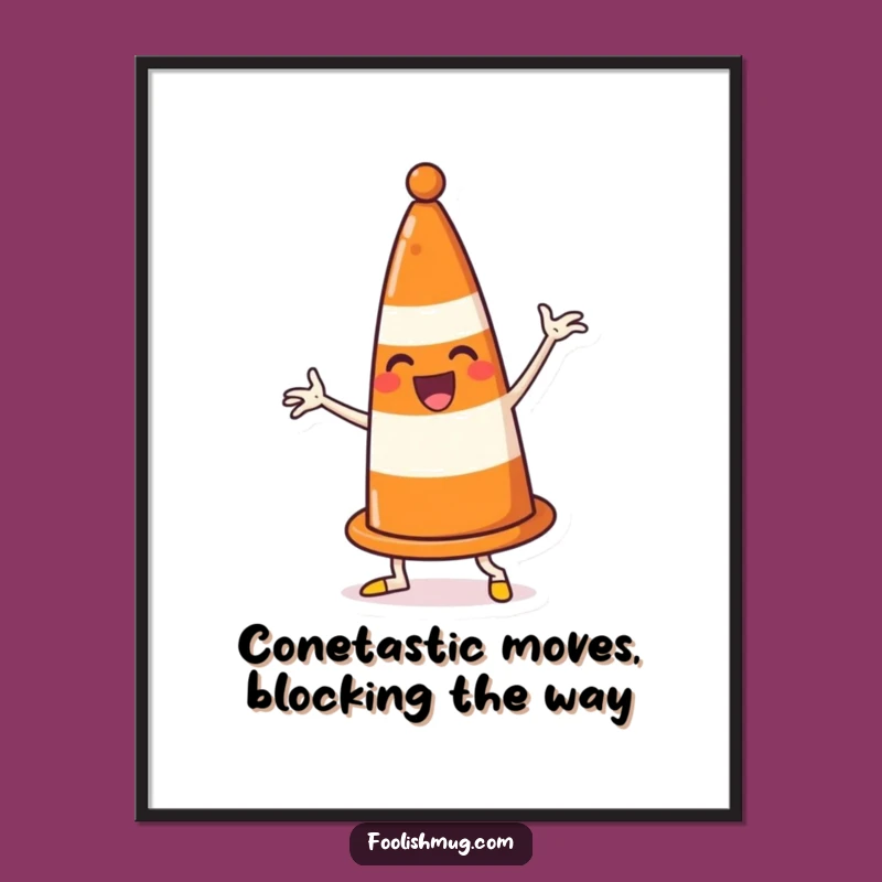 Funny Free Printable Wall Art: Dancing Cone Obstacle, Quirky Downloadable Decor