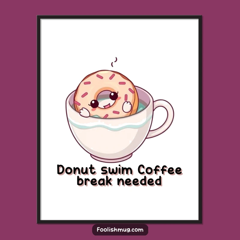 Funny Free Printable Wall Art: Donut Coffee Swim Decor - Morning Laughs!