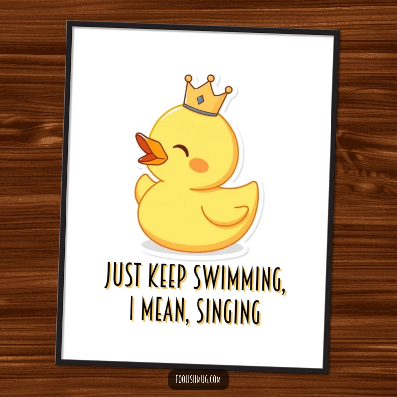 Royal Free Printable Wall Art: A singing rubber duck sporting a tiny crown, performing a majestic ballad on your wall.