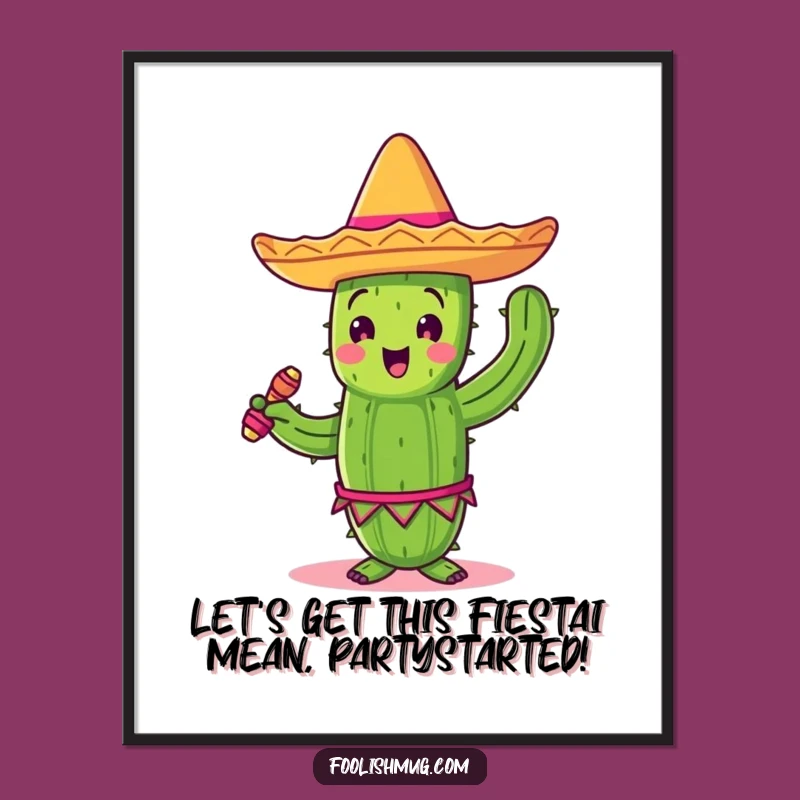 Fiesta Free Printable Cactus Wall Art - Sombrero Dancer Downloadable Decor