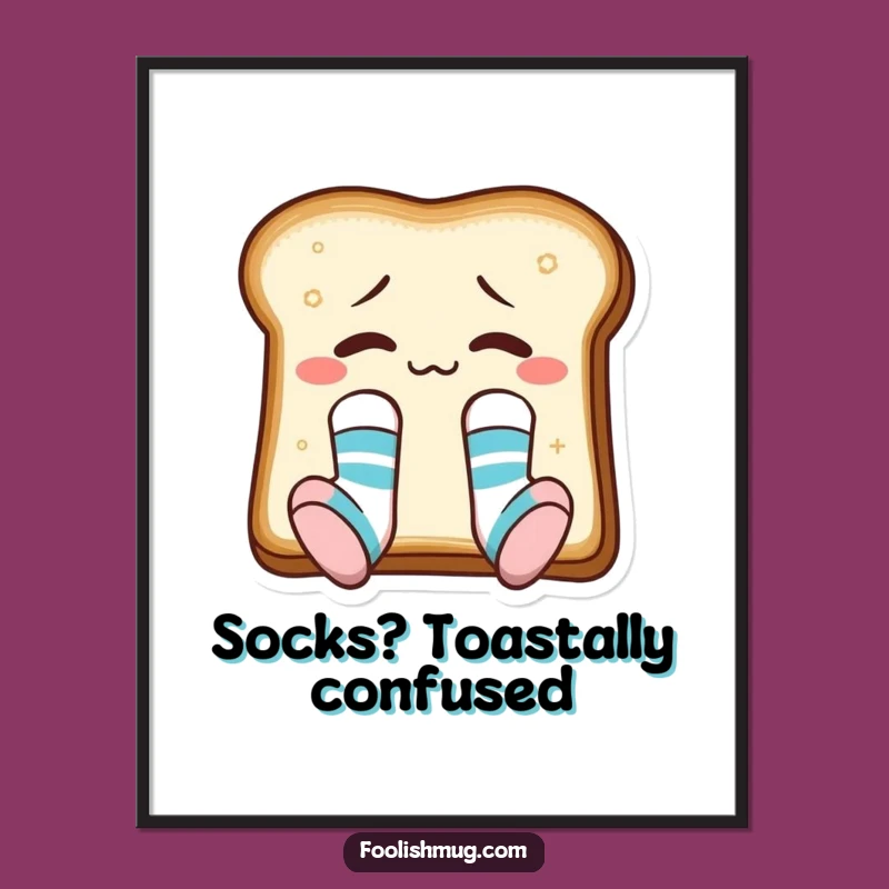Funny Free Printable Toast Wall Art - Mismatched Socks Quirky Decor Downloadable Art