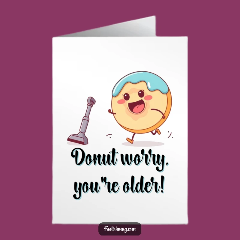 Free Printable Donut Birthday Card: Funny Donut Escapes Vacuum, Downloadable Gift