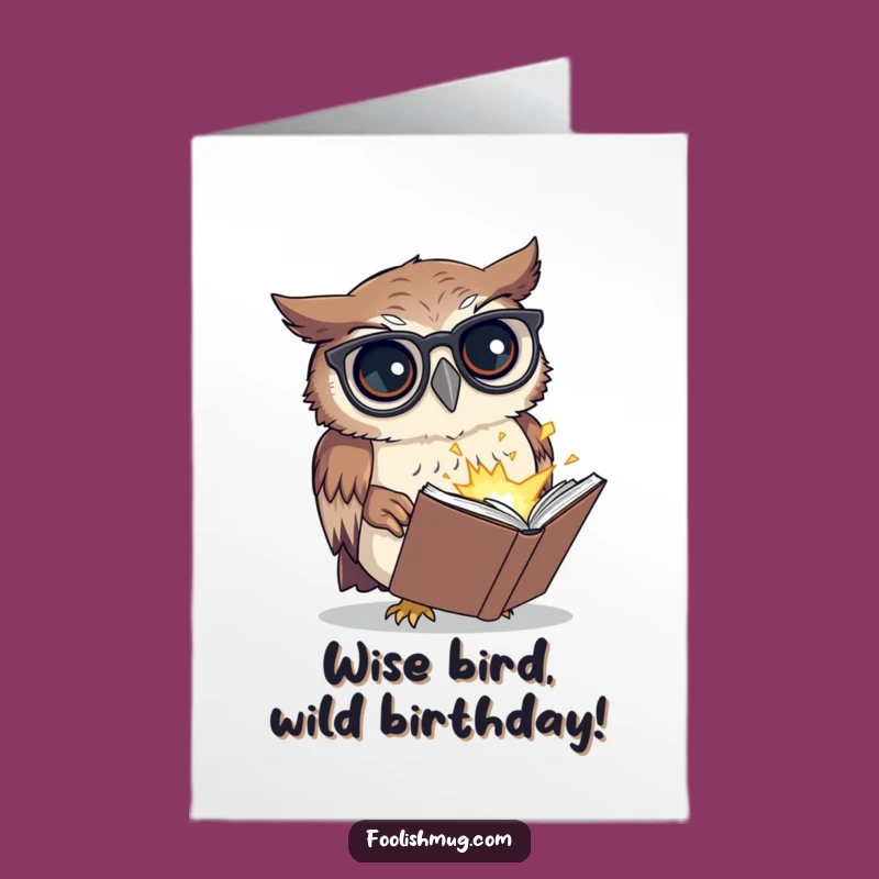 Free Printable Funny Owl Birthday Card - Confused Reader Exploding Book Downloadable Gift