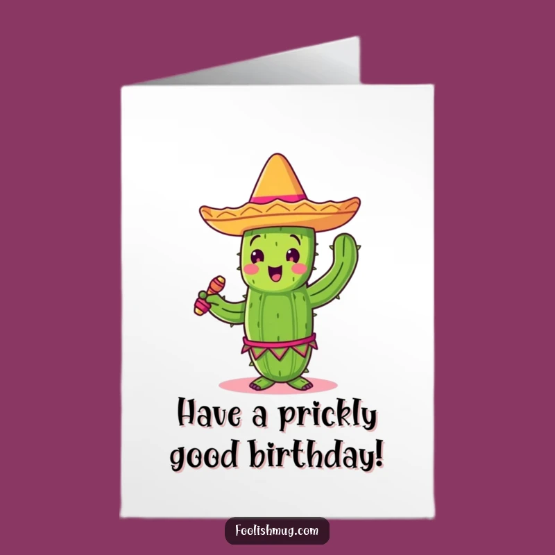 Fiesta Free Printable Cactus Birthday Card - Sombrero Dance Downloadable Fun Gift