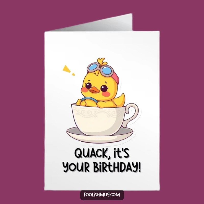 Free Printable Birthday Card: Confused Duck Teacup Pilot Humorous Downloadable Greeting