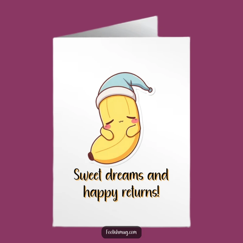 Free Printable Sleepy Banana Birthday Card: Funny Nap Time Downloadable Gift