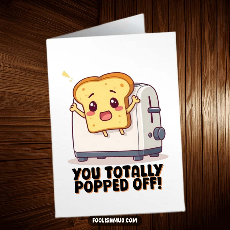 Funny free printable congratulations card showing a surprised bread slice launching out of a toaster with glee.