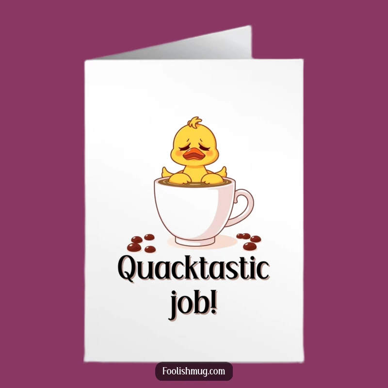Free Printable Congrats Card: Ducky in Coffee Chaos, Unique Downloadable Gift