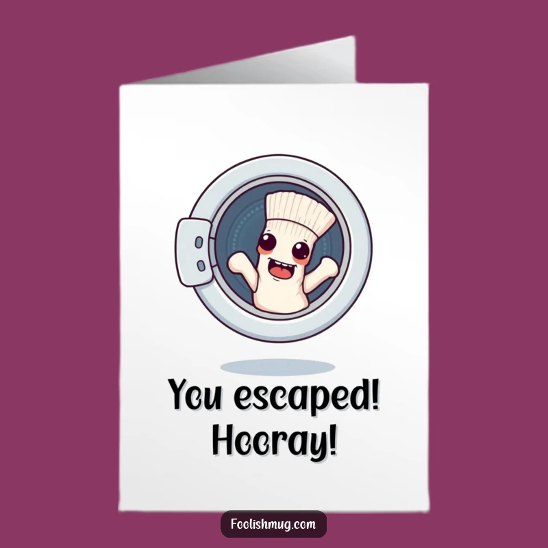 Free Printable Congrats Card: Sock's Great Escape, Downloadable Humor for Achieving Freedom