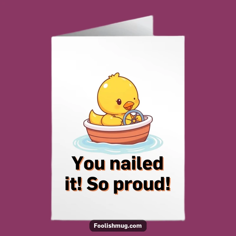 Free Printable Rubber Ducky Boat Card: Funny Congrats Downloadable Gift for Any Occasion