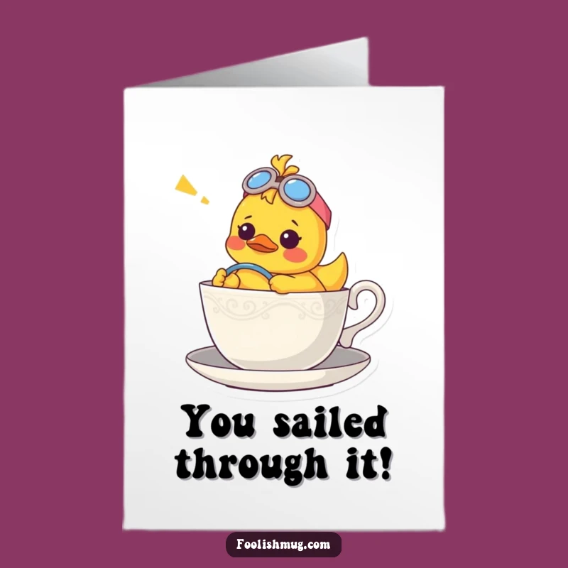 Free Printable Congrats Card: Confused Duck Teacup Pilot Humorous Downloadable Greeting