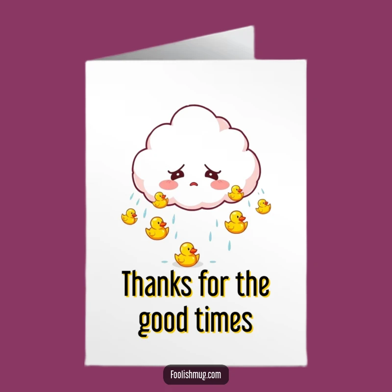 Free Printable Thank You Card: Startled Cloud Raining Ducks Funny Downloadable Gift