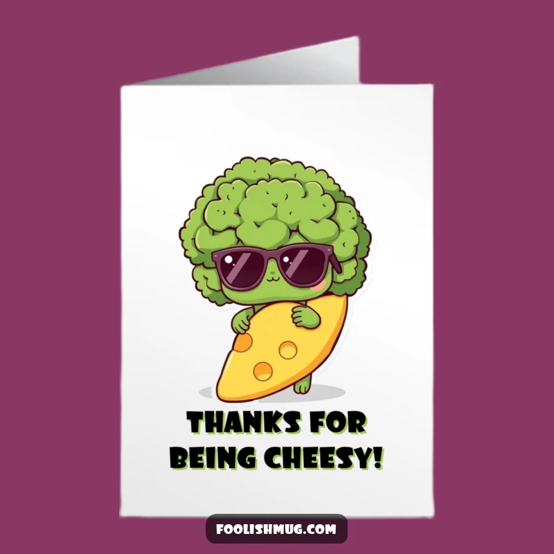 Free Printable Thank You Card: Shy Broccoli Hiding, Funny Cheesy Thanks