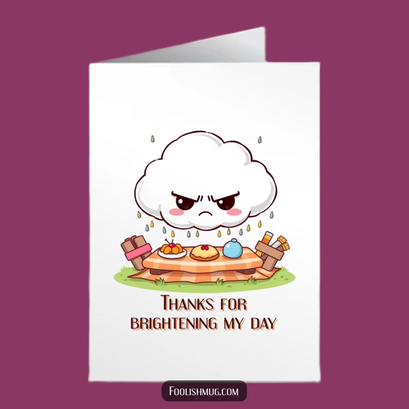 Free Printable Thank You Card: Grumpy Cloud Picnic Funny Downloadable Gift