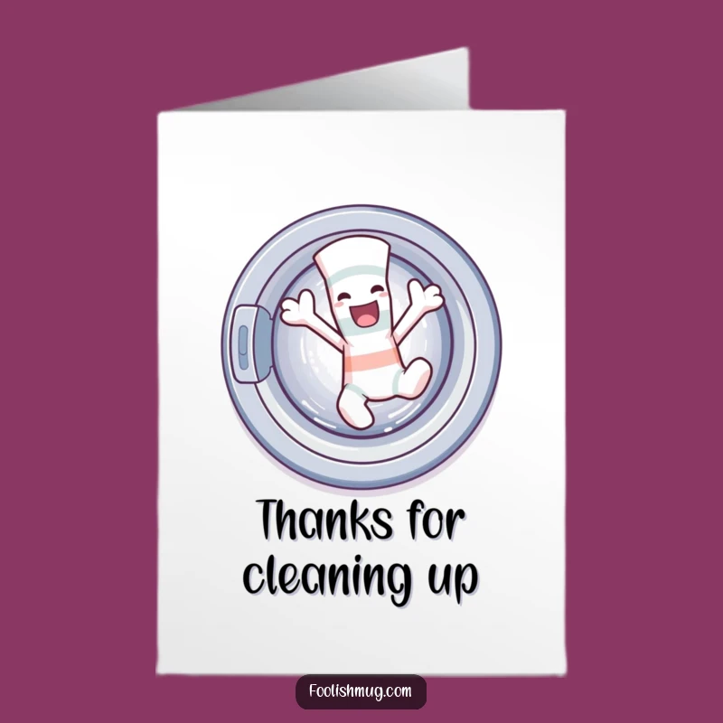 Free Printable Sock Thank You Card: Laundry Dance, Print at Home