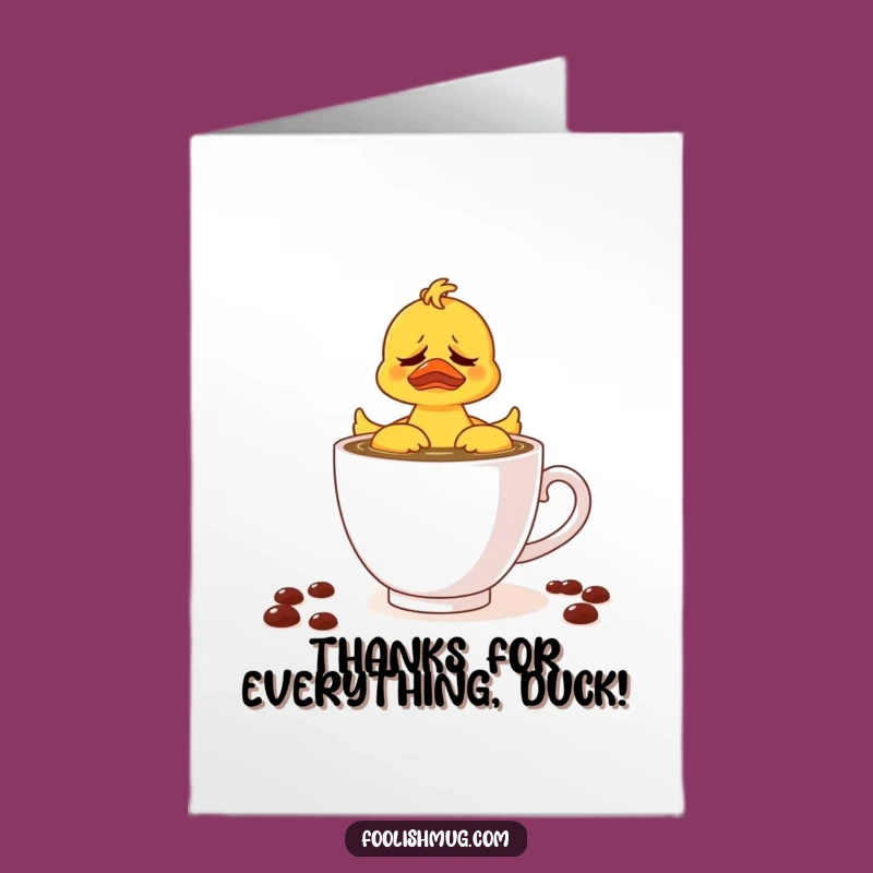 Free Printable Thank You Card: Duck in Coffee Joke, Memorable Downloadable Gift