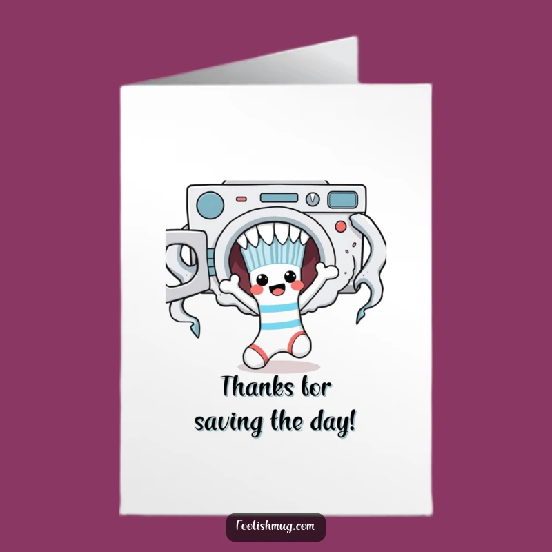 Free Printable Sock Thank You Card: Funny Laundry Escape Downloadable Gift
