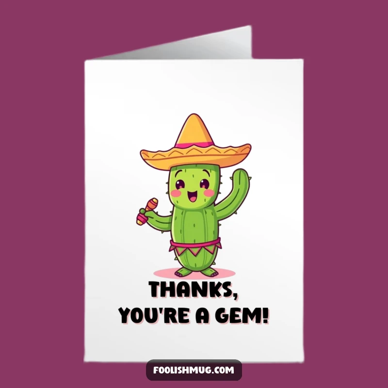 Fiesta Free Printable Cactus Thank You Card - Sombrero Groove Downloadable Gift
