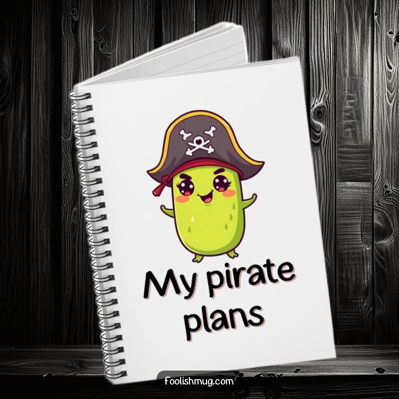 Funny Notebook: A mischievous pickle wearing a pirate hat, inspiring nautical fun and witty thoughts for all your notes.