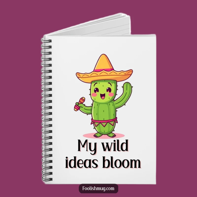 Funny Cactus Fiesta Notebook, Journal Your Fun with Sombrero and Maracas