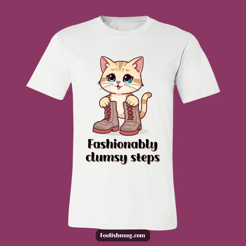 Funny Cat Boots Shirt: Trying on Oversized Boots Tee