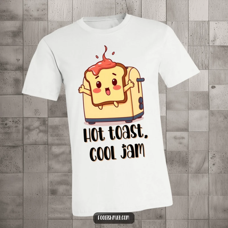 Funny surprised toast t-shirt, a toast slice jumping out of a toaster, amusing and funny gift.
