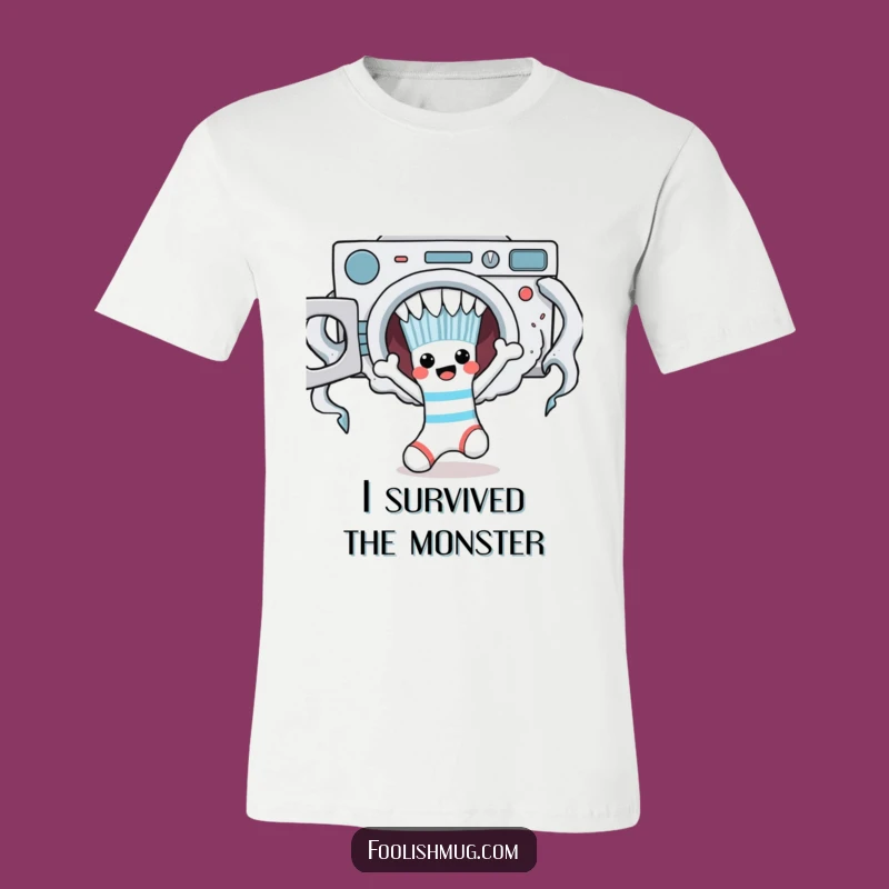 Funny Sock Monster Escape T-Shirt - Laundry Day Victory Tee!