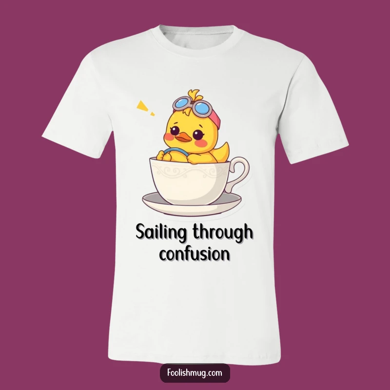 Funny Duck Teacup T-Shirt: Confused Character Tee for Playful Souls!