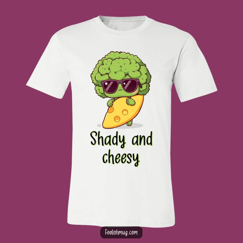 Funny Shy Broccoli Sunglasses T-Shirt - Hide Behind Cheese Humor