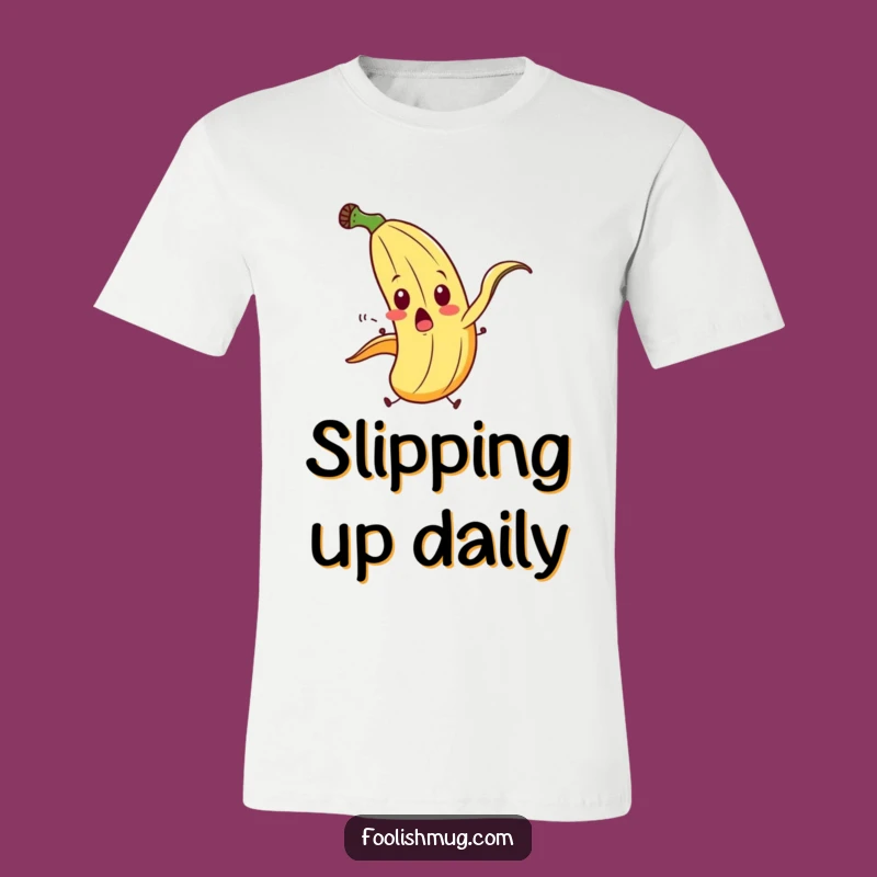 Funny Banana Slip T-Shirt: Exaggerated Cartoon Character Apparel & Hilarious Gift!