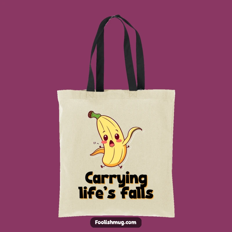 Funny Banana Slip Tote Bag: Whimsical Cartoon Character Carry-All & Fun Gift!