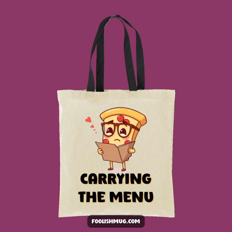 Quirky Funny Confused Pizza Specs Tote Bag - Carry Your Thoughts with Humorous Flair