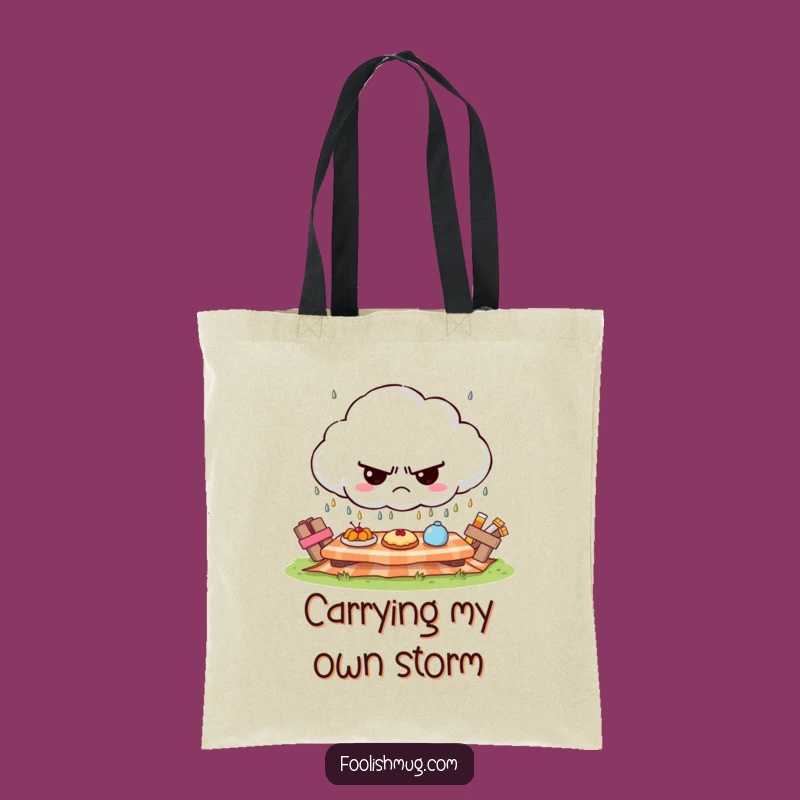 Funny Grumpy Cloud Picnic Tote Bag - Carry Your Gloom with Style