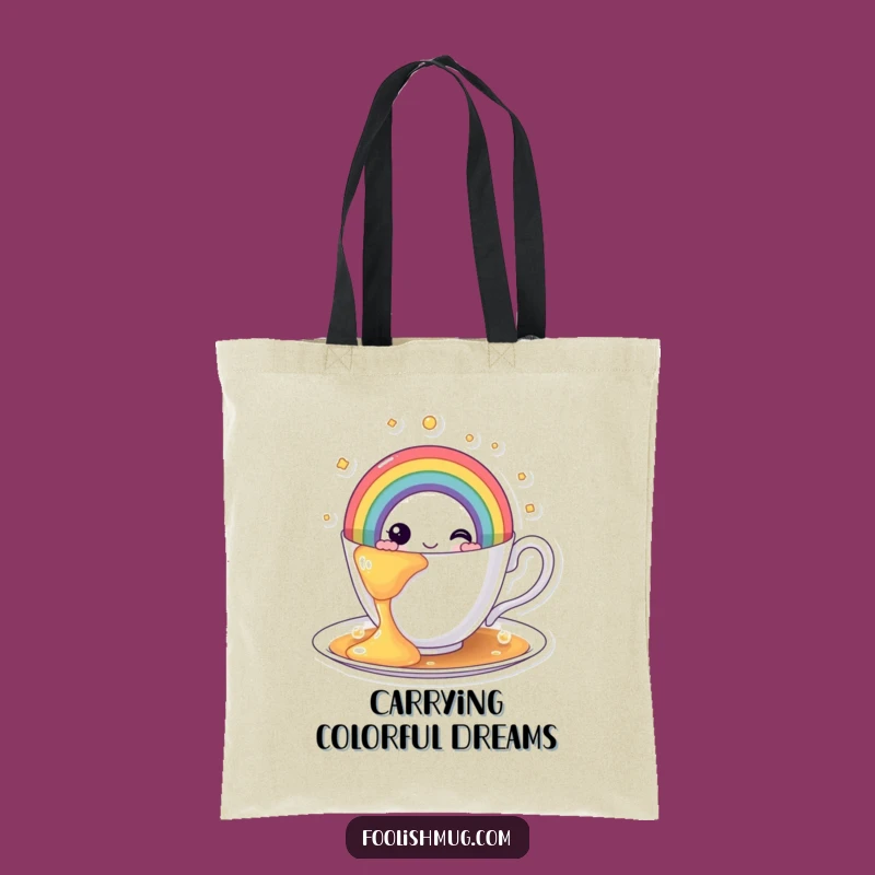 Funny Rainbow Teacup Tote Bag - Carry Your Colors Everywhere