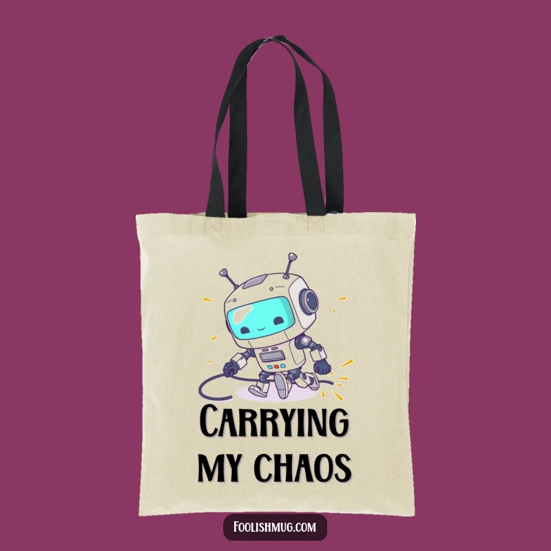 Funny Robot Tripping Tote Bag: Clumsy Bot Mishap for Stylish & Funny Gifts!
