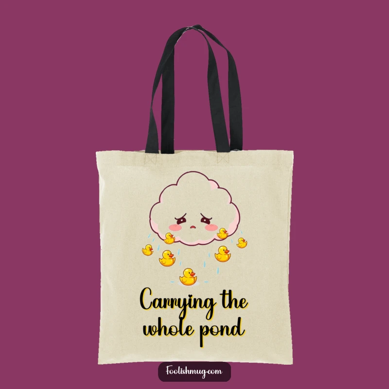 Funny Startled Cloud Raining Ducks Tote Bag Eco-Friendly & Hilariously Practical