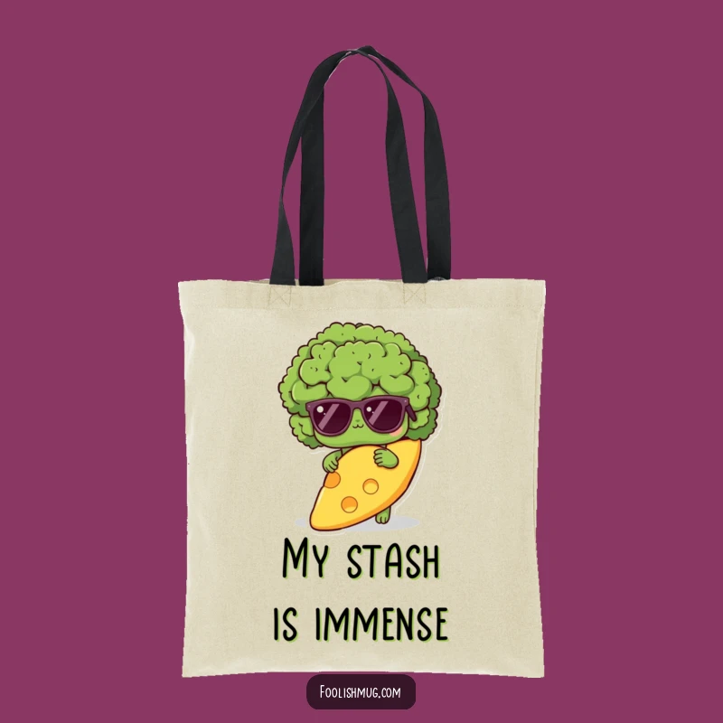 Funny Shy Broccoli Cheese Slice Tote Bag - Carry Your Snacks in Style